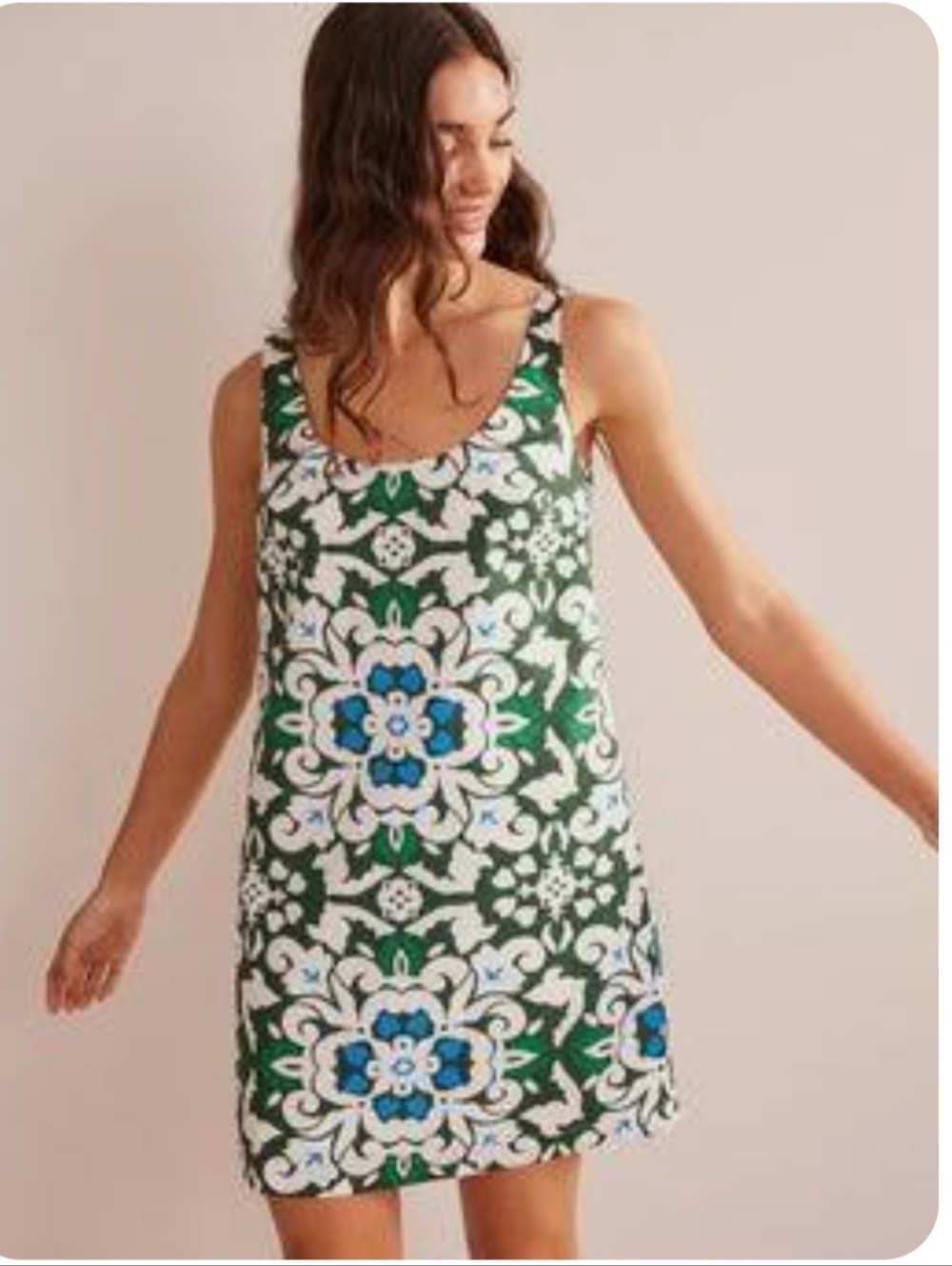 Boden Scoop Neck Sleeveless Cotton Shift Dress. Size 12